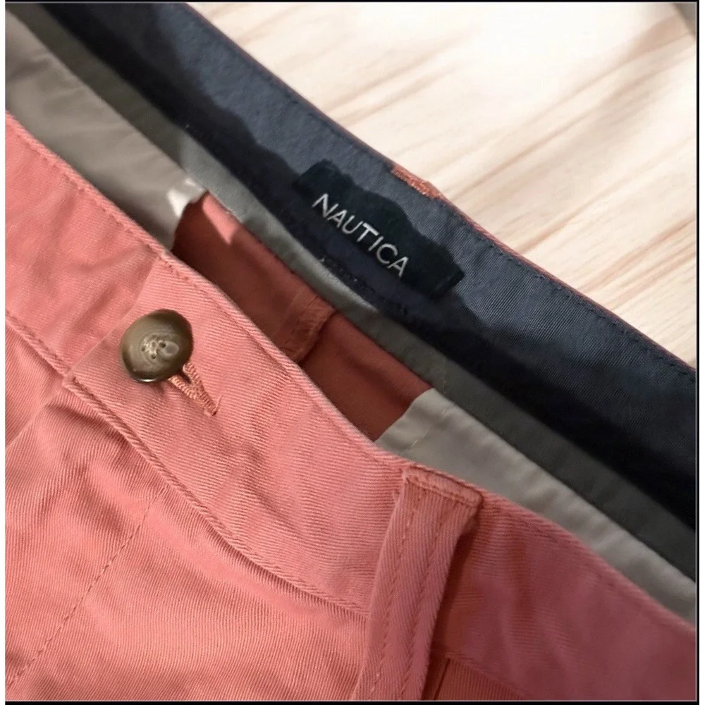 Nautica Men's Classic Fit Deck Stretch Short Shorts Pink Coral Salmon Cotton 36